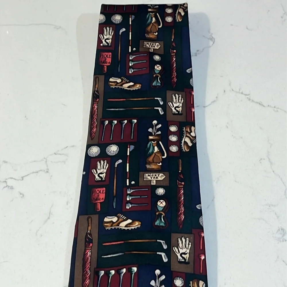 Alynn Golf Novelty Neckware Multicolor Silk Men's Tie